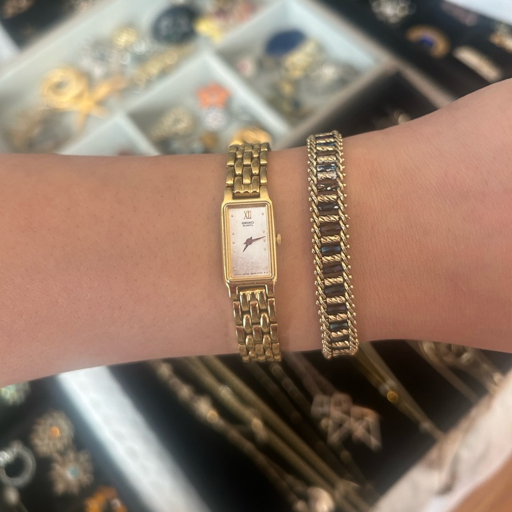 Seiko Gold Panther-Link Bracelet Watch